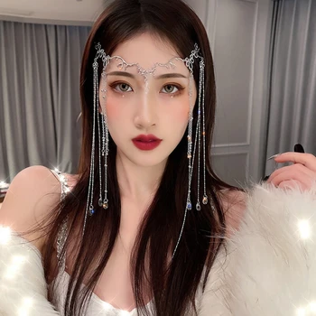 Elegantné Shinning Drahokamu Dlhý Strapec Hairwear Waterdrop Crystal Retro Hairband Pre Ženy Čínsky Štýl, Doplnky
