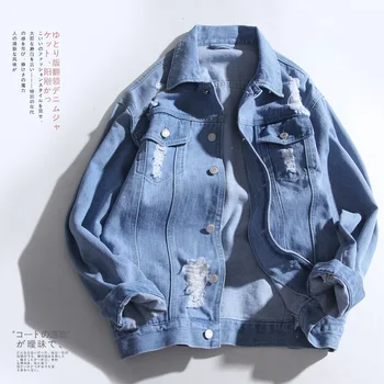 Denim Jacket pánske Jesenné Oblečenie Nové pánske Sako Voľné Japonský Všestranný Harajuku BF Bunda Veľkoobchod