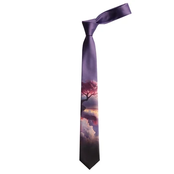 Doprava zadarmo Novej pánskej mužskej módy žena Originálny dizajn Fialová Peach Blossom Divov Gradient Textúrou Tlač Kravatu kravata