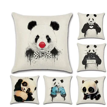 1pc Roztomilá Panda Vankúš Cartoon Zvieratá Bielizeň 45*45 cm Štvorcový Vankúš na Gauč Domov Dekoratívne Vytlačené Hodiť obliečka na Vankúš