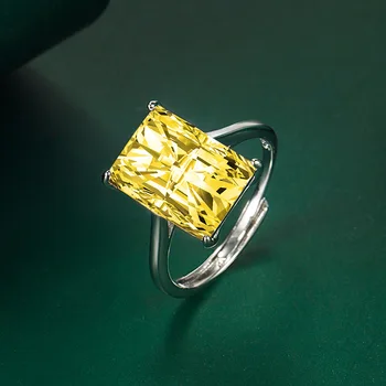 Nové Temperament Obdĺžnikový Fialová Jeden Diamantový Prsteň Módne Farby Poklad Otvorenie Krúžku Žien Vykladané Green Crystal Náramok