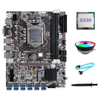 B75 ETH Ťažba Doske 12 PCIE Na USB LGA1155 Doska S G530 CPU+RGB Chladiaci Ventilátor+Termálnej pasty+SATA Kábel