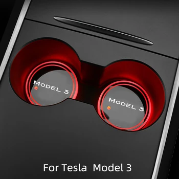 Auto svetelný držiak Pre Tesla Model 3 2019-2022 Interiérové Doplnky Non Slip s LED svetlá Vody Pohár Dráha