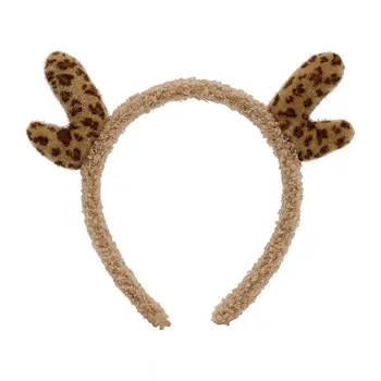 Sladké Krásne Produkt Jednoduché Trendov Zvierat, Hnedá, Khaki Jeleň Cartoon Plyšové Hairbands Leopard Tlač Ženy Pokrývku Hlavy