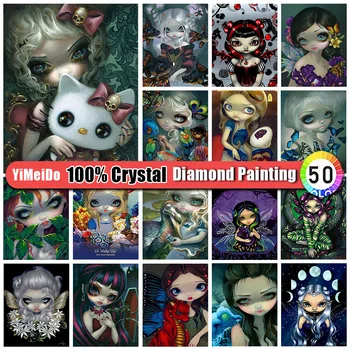 YiMeiDo 100% Krištáľovo Diamond Výšivky Dievča cartoon Drahokamu Umenie Diy Diamond Maľovanie Halloween Mozaiky Cross Stitch Auta Darček