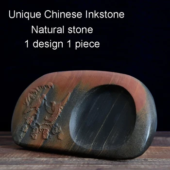 Unikátne Čínske Inkstone Prírodného Kameňa Atrament-dobre Sumi-e Kaligrafický Štetec Písanie Inkslab