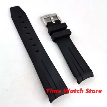 black 20 mm Sledovať kapela gumy popruh pin fit spona pre 20 mm očko pánske náramkové hodinky náhradné
