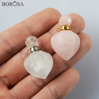 BOROSA Multi-druh Prírodného Kameňa Parfum Fľašu Difúzor pre Náhrdelník DIY Tvárou Crystal Esenciálny Olej, Fľaša Konektor WX1832