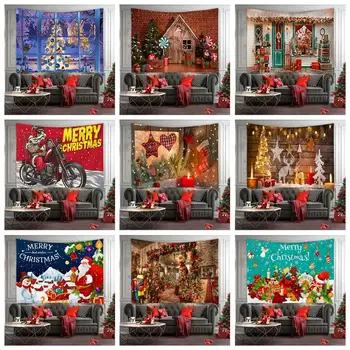 3D Veselé Vianočné Dekorácie Gobelín Zlaté Vianočný Stromček, Vianočné Chata Gobelín Farebné Vianočné Darčeky Domáce Dekorácie