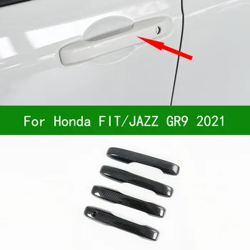 Carbon Fiber vzor Bočné Dvere AUTA Rukoväť Kryt Výbava pre VŠETKY NOVÉ Honda JAZZ FIT GR9 gr3 2021