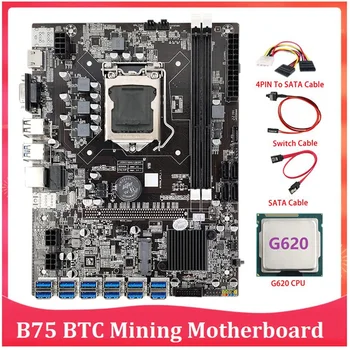 B75 ETH Ťažba Doske 12 PCIE Na USB S G620 CPU+4PIN, Aby SATA Kábel LGA1155 MSATA B75 DDR3 USB BTC Banské Banské