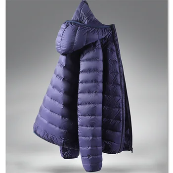 Zimné Vonkajšie Svetlo a Tenké Nadol Bunda pánske jednofarebné Krátky s Kapucňou Ultra-Ľahký Kabát Vetru Teplé Outwear Plus Veľkosť