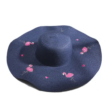 Pláž hat výšivky klobúk žena výšivky flamingo letné slnko dome slnko klobúk rôznych mužov a žien vedro čiapky