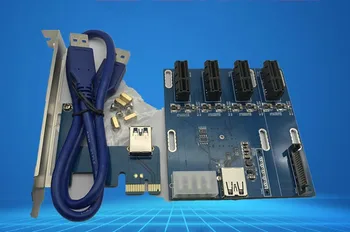NOVÉ modré PCIe 1 až 4 PCI express 1X sloty Stúpačky Kartu Mini ITX na externé 4 PCI-e slot PCIe adaptér Port Násobiteľ Karty
