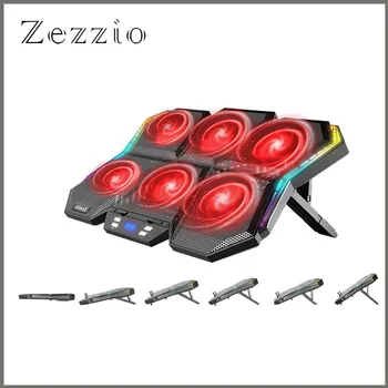 Zezzio ZLP-B6 12-režim RGB notebook cooler, 6 ultra-tichý výkonný fanúšikov, vhodné pre palcové notebooky 12-17