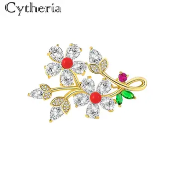 Cytheria luxusné módne značky crystal drahokamu kvet tvar kolíky brošňa pre ženy strany príslušenstvo šperky