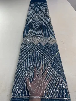 Luxusné Handmand Korálkové Textílie Francúzsky Čistý Čipky Afriky Guipure Vyšívané Čipky Vysoko Kvalitného Tylu Výbava Čipky Na Svadobné Šaty