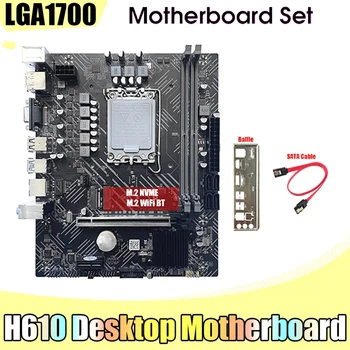 H610 Doske+SATA Kábel+Ozvučnice LGA1700 DDR4 Gigabit LAN, Podpora 2X32GB Pre G6900 G7400 I3 12100 I5 12500 12. CPU