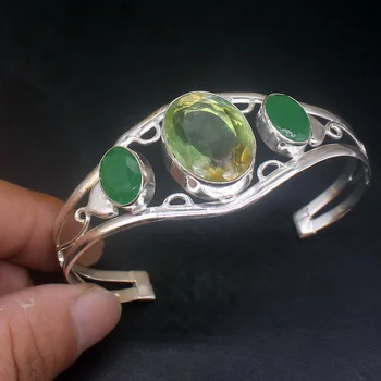 Hermosa Šperky Dichroickým Sklo GreenAgate Strieborná Farba Módne Nový Príchod Otvorená Manžeta Náramok pre Ženy 20214592