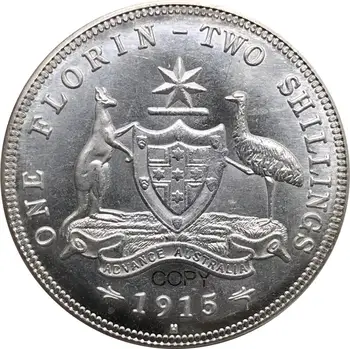Austrália George V Roku 1915 H Jedného Roka 1 Florin Dva Šilingy 1911-1936 Rok 90% Striebra Kópie Mincí