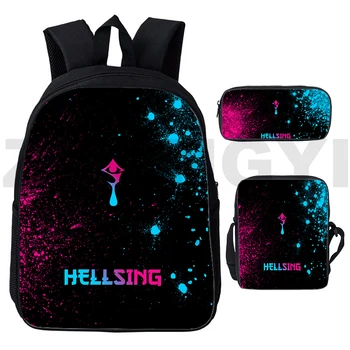 Horúce Anime Hellsing 3D Batohy 3 Ks/Sada Chlapci Manga Alucard Oči Schoolbags Módne Plátno Cestovná Taška Japonsko Kreslené ヘルシング Tašky