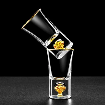 Najlepšia Kvalita 24K zlatou Fóliou Crystal Kvôli Alkoholu Liehoviny Shot Okuliare Hĺbka Bomba Koktail Mini poháre na Víno Sheezer Silný Drink Cup