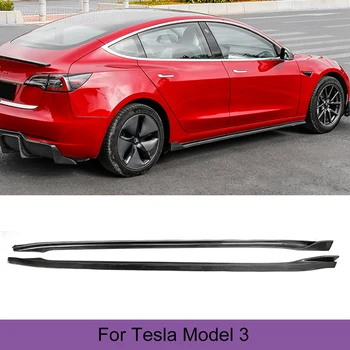 Carbon Fiber Strane Nárazníka Rozšírenie Sukne pre Tesla Model 3 Sedan 4 Dvere 2017 - 2020 Strane Sukne Dvere Nárazníka Pery Protector