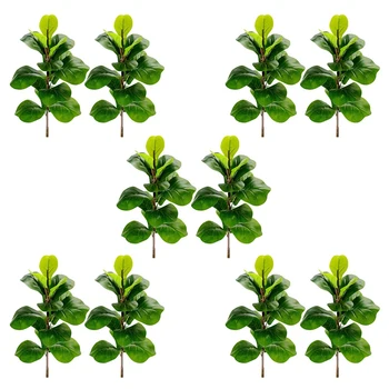 10X Umelé Rastliny Husle Leaf Obr Faux Ficus Lyrata Strom Falošné Zelené Kríky Zelene Pre Záhrady, Verandy Okno Okno