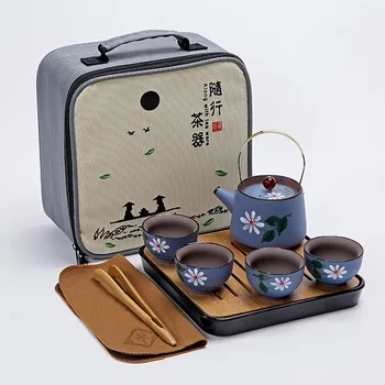 8pcs Čínske Cestovné Kung Fu Čaj Sada Keramických Prenosné Kanvica Porcelánu Čajových Šálok Čaju Obrad Čaj Hrniec zásobník S Cestovná Taška