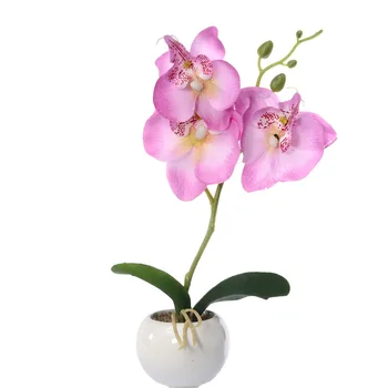 Phalaenopsis Bonsai Tri Kvety Tvorivé Záhradné Dekorácie Umelé Črepníkové Rastliny, Kvet Magnólie Umelé Kvety Orchidea