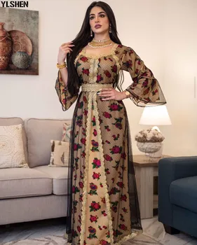 Abaya Dubaj Moslimské Oblečenie Luxusné High Class Výšivky Oka Tlač Ramadánu Kaftan Islam Kimono Abayas Ženy Dlho Maxi Šaty 2021