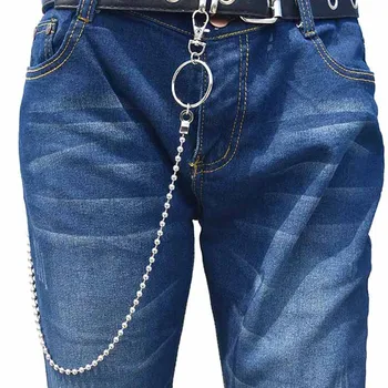 65 cm Dlhý Kovový Nohavice Nohavice Reťazca Peňaženky Pás Rock, Punk Džínsy Keychain Strieborný Prsteň Klip Keyring HipHop Módne Šperky
