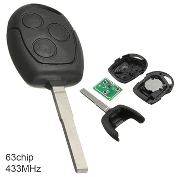 433MHz 3 Tlačidlá Keyless Uncut Flip Smart Remote príveskom, s 4D63 Čip pre Ford Mondeo Focus Fiesta Galaxy S Max 2004-2011