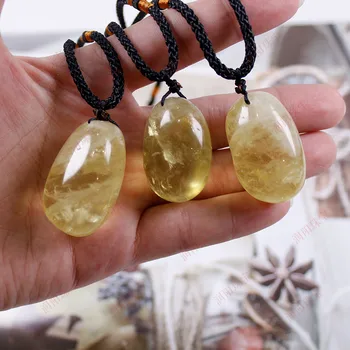 Žltá Quartz Rozhádzané Kameň prívesok náhrdelník Citrines Crystal prívesok Brazília kameňov, šperkov náhrdelník, veľkoobchod