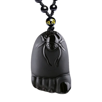 JoursNeige Prírodné kamene Obsidián Prívesok Perličiek Náhrdelník Black Vyrezávané Nohy/Spider Jemné Rezbárske Šťastie na Mužov, Ženy, Ženy