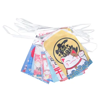 Banner Japonský Mačka Vlajka Bunting Reštaurácia Šťastie Visí Narodeniny Maneki Neko Fortune String Izakaya Veniec Šťastia Ornament