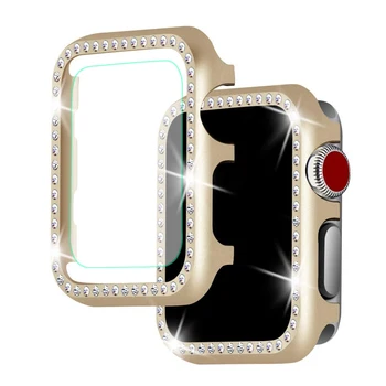 Diamond prípade +sklo Pre Apple hodinky Série 6 SE 5 4 3 veci 42mm/38mm iwatch kapela 44 mm/40 mm Crystal ochranný plášť