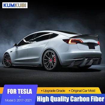 Zadný Kufor Pery Skutočným Uhlíkových Vlákien Spojler Krídlo Auto Tvarovanie Zadného Kufra Spojler Model 3 Body Kit Pre Tesla Model 3 2017-2020 2021