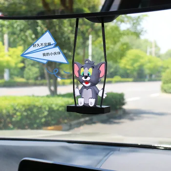 Kvalitné krásne tvorivé mačku a myš cartoon spätné zrkadlo prívesok roztomilá bábika auto tlačidlo auto ozdoba interiéru