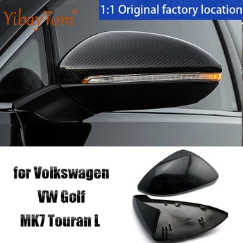 Black Shell Spätné Bočné Zrkadlo Pokrytie Čiapky pre Volkswagen VW Golf 7 R MK7 7.5 GLAXAY 2013-20 Touran L 2016-19 Uhlíkových Vlákien Vzor