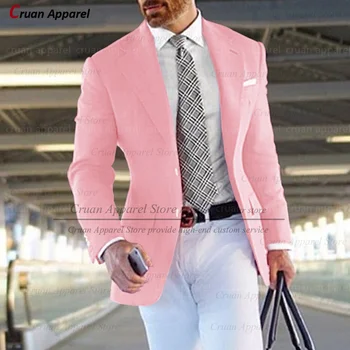 (Jeden Sako) Formálne Ružový Oblek Plášťov pre Mužov Nevesty Svadobné Sako Slim Fit, šité na Mieru Business Smoking Módne Bežné Kabát