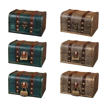 Dekoratívne Treasure Box Vinobranie Drevený Veľké Plochy Skladovacie Boxy pre Knihy, Šperky Dokument Skrýša Darček pre PRÍPAD 3 Štýly