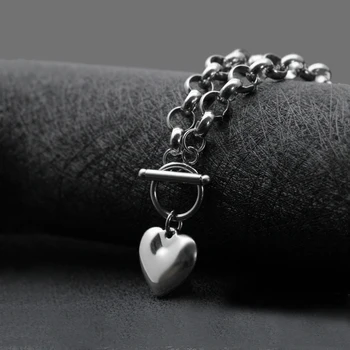 Titánové ocele s príveskom náhrdelník z nehrdzavejúcej ocele, šperkov so reťaz lásky v tvare srdca jednoduchá žena priateľka príslušenstvo