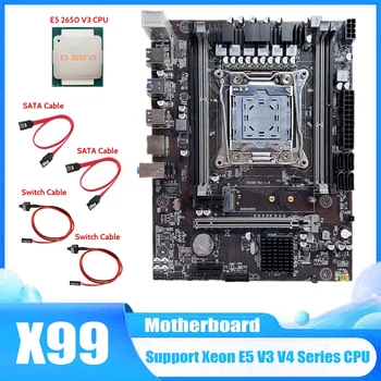 X99 Doske LGA2011-3 základnej Doske Počítača Podporuje DDR4 ECC RAM S E5 2650 V3 CPU+2X SATA Kábel+2X vypínač Kábel