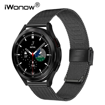 Milánske Watchband pre Samsung Galaxy Sledovať 4 Classic 42mm 46 mm / Watch 4 40 mm 44 mm Kapela Oka Nerezová Oceľ Remienok Čierna Strieborná