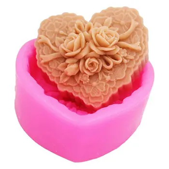 3D Srdce Tvar Silikónové Mydlo Formy Srdce Rose Forme Fondant Torte Čokoláda Zdobenie Nástroj pre KUTILOV, Sviečky pre Výrobu Foriem, Ručné