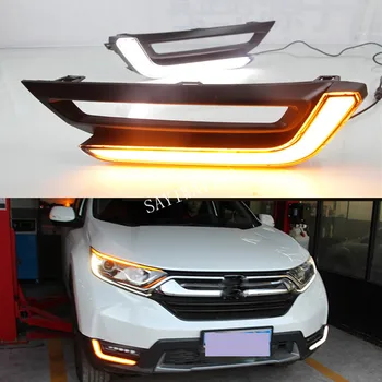 1Pair Auto LED DRL Svetlá pre Denné svietenie Hmlové Svietidlo Pre Prípad Honda CR-V CRV 2017 2018 s Otočením intenzita denného Svetla