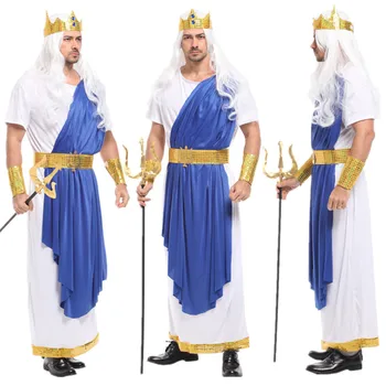 Dospelý Človek Princ Kráľ Cosplay Oblečenie Boh Mora Poseidon Kostýmy Halloween, Karneval, Vianočné Maškaráda Strany Cos Maškarný