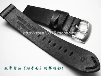 Black 20 mm pravá Koža Watchband Popruh pre Breitling pre Omega Náramok pre Longines