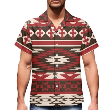 Indiánske Kmene-Štýl Slim Pláži Trend Tričko V-Neck Krátky Rukáv Havajské Luxusné pánske tričko Športové Cestovné Lete Pánsku